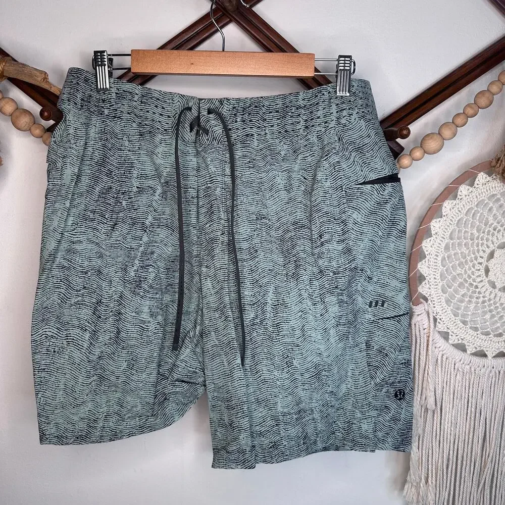 Lululemon Current State Mono Wave Silver Blue Graphite Gray Board Shorts